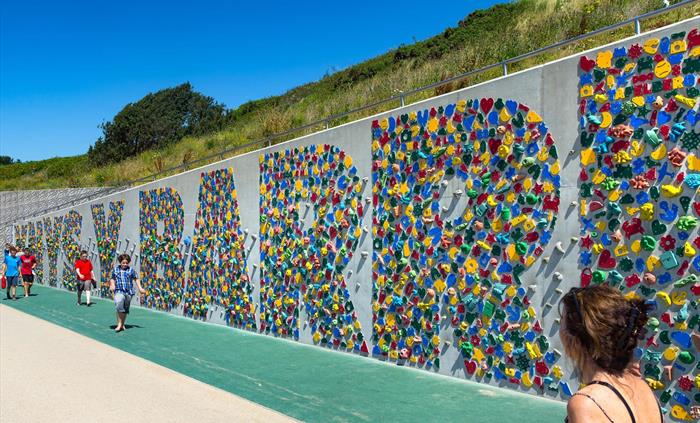 The climbing wall at Barry Island.